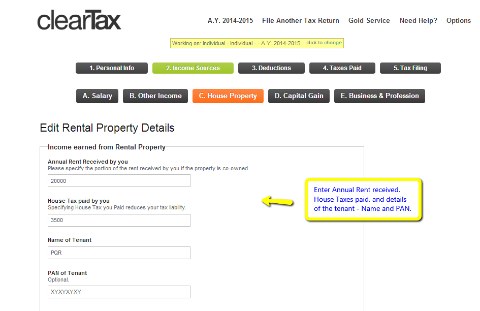 house rent receipt income tax india